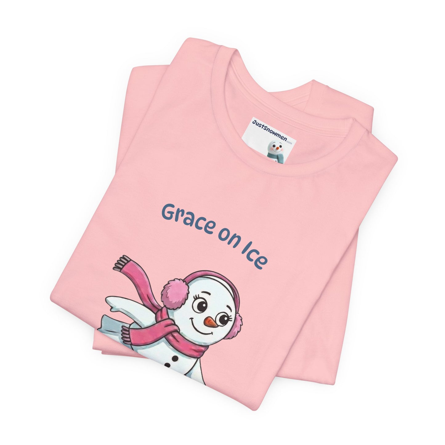 "Grace on Ice" Snowman Girl Figure Skating Graphic Tee | Soft Cotton T-Shirt