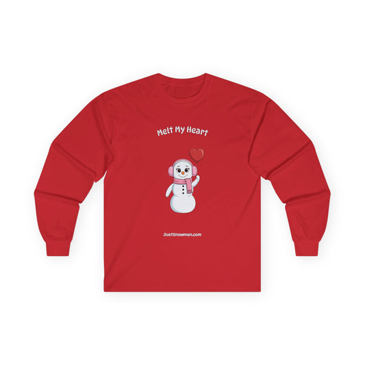 "Melt My Heart" Snowman Girl Long Sleeve | 100% Cotton Long Sleeve Shirt