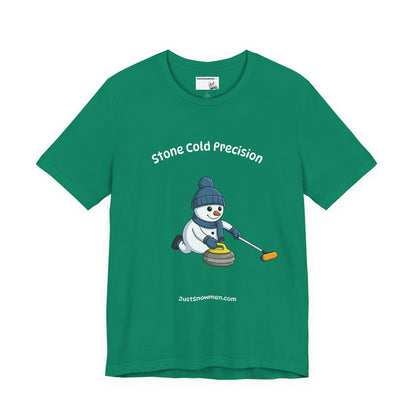 "Stone Cold Precision" Snowman Curling Graphic Tee | Soft Cotton T-Shirt