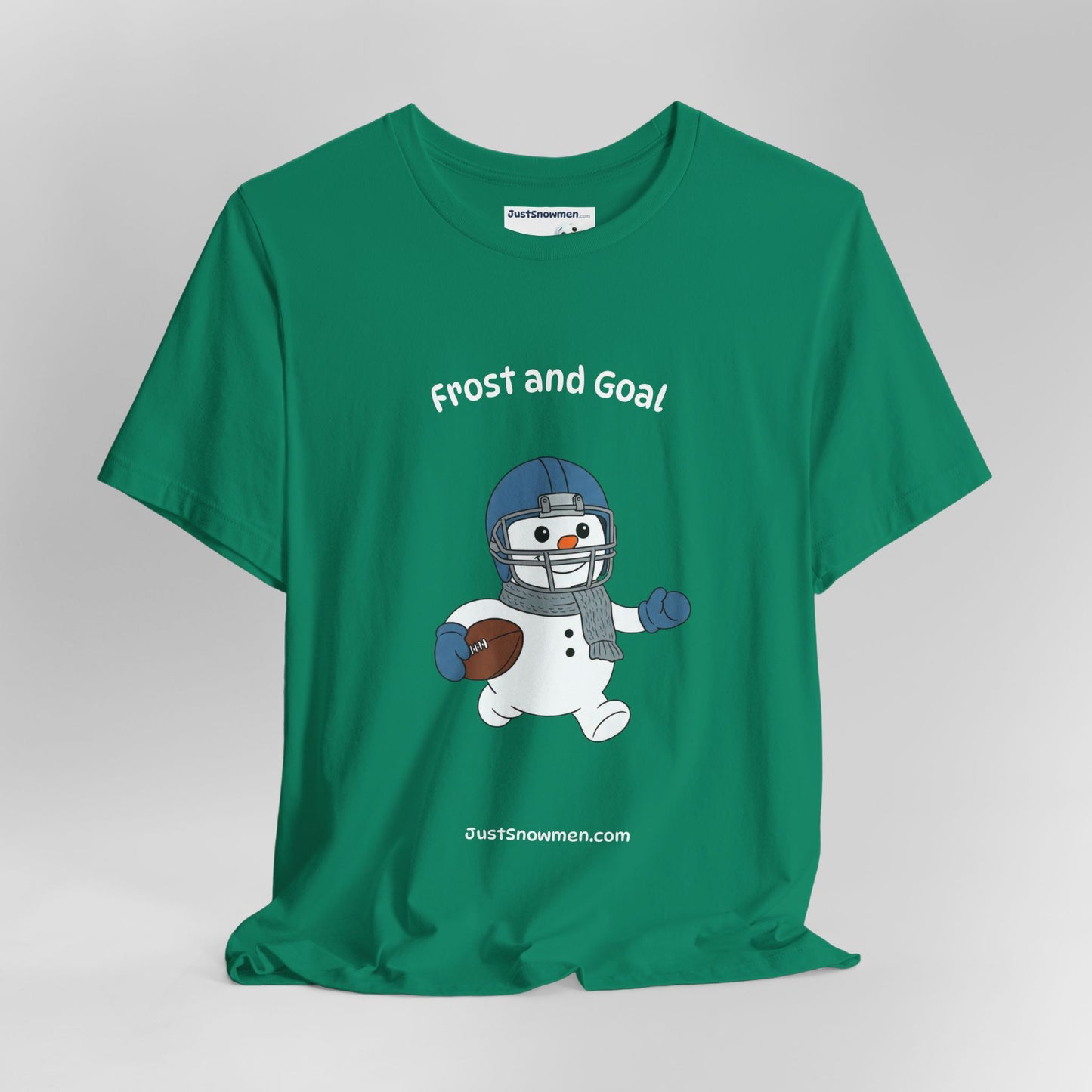 "Frost and Goal" Football Snowman Graphic Tee | Soft Cotton Sports T-Shirt