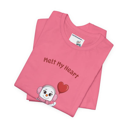 "Melt My Heart" Snowman Girl Graphic Tee | Soft Cotton T-Shirt