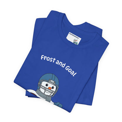 "Frost and Goal" Football Snowman Graphic Tee | Soft Cotton Sports T-Shirt