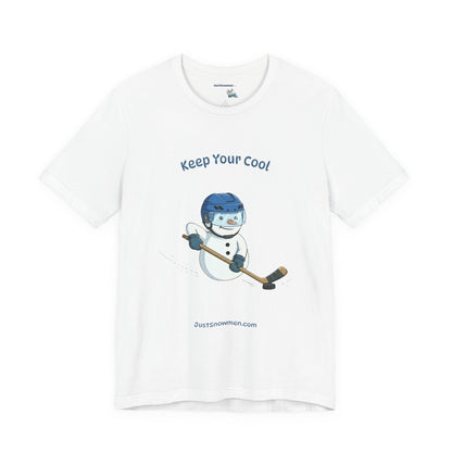 "Keep Your Cool" Snowman Hockey Graphic Tee | Soft Cotton T-Shirt