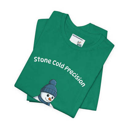 "Stone Cold Precision" Snowman Curling Graphic Tee | Soft Cotton T-Shirt