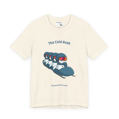 "The Cold Rush" Snowman Bobsled Graphic Tee | Soft Cotton T-Shirt