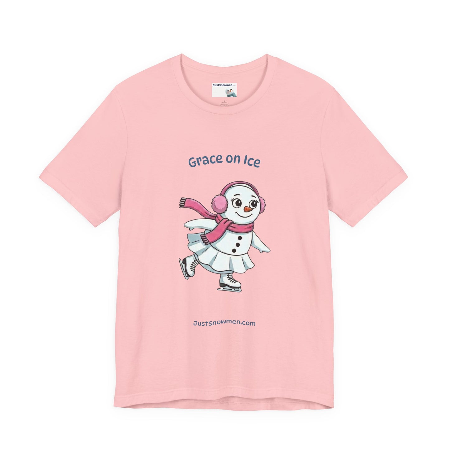 "Grace on Ice" Snowman Girl Figure Skating Graphic Tee | Soft Cotton T-Shirt