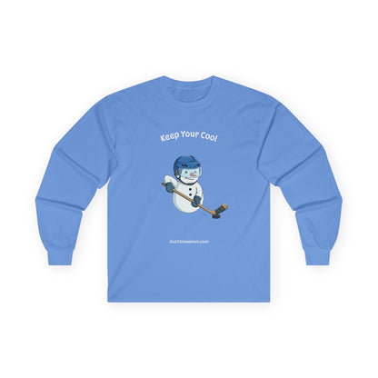 "Keep Your Cool" Snowman Hockey Long Sleeve | 100% Cotton Sports Shirt