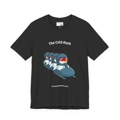 "The Cold Rush" Snowman Bobsled Graphic Tee | Soft Cotton T-Shirt