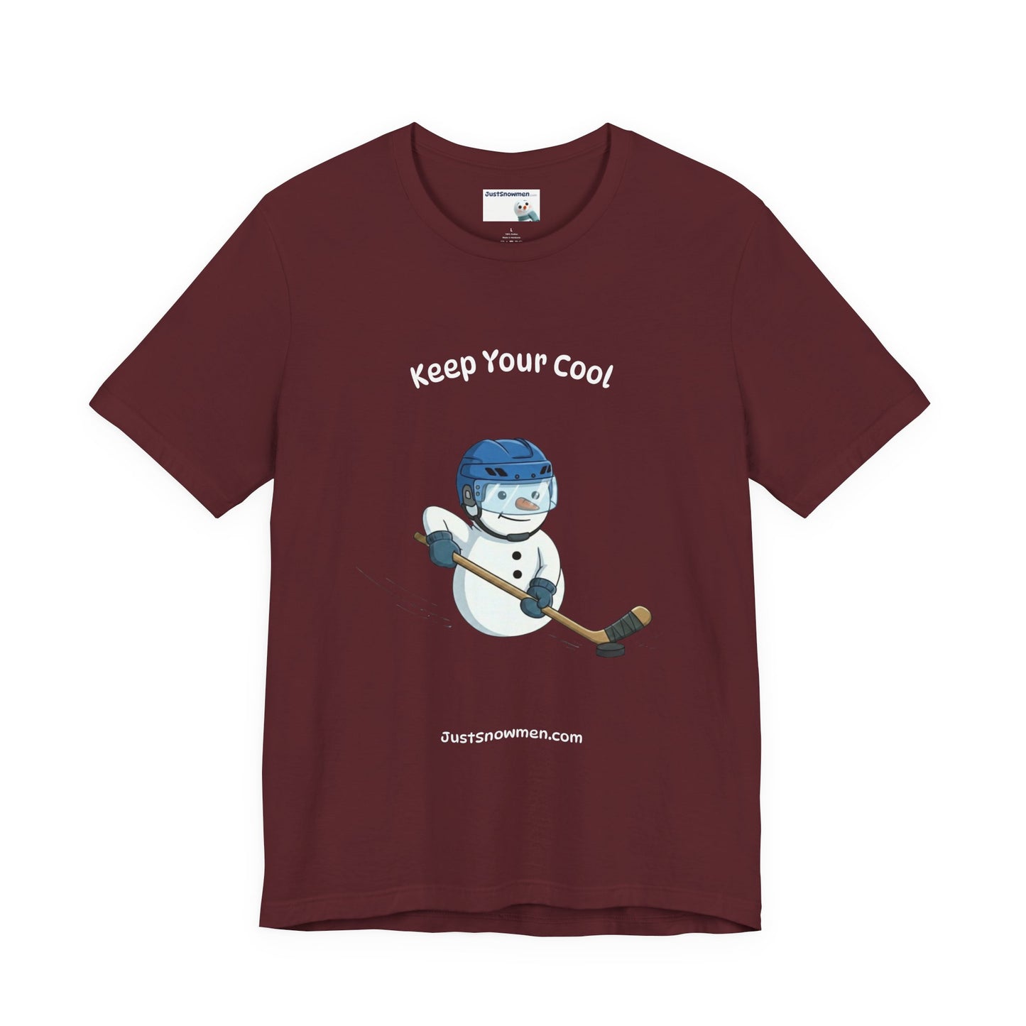"Keep Your Cool" Snowman Hockey Graphic Tee | Soft Cotton T-Shirt