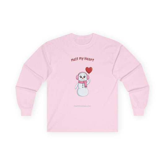 "Melt My Heart" Snowman Girl Long Sleeve | 100% Cotton Long Sleeve Shirt
