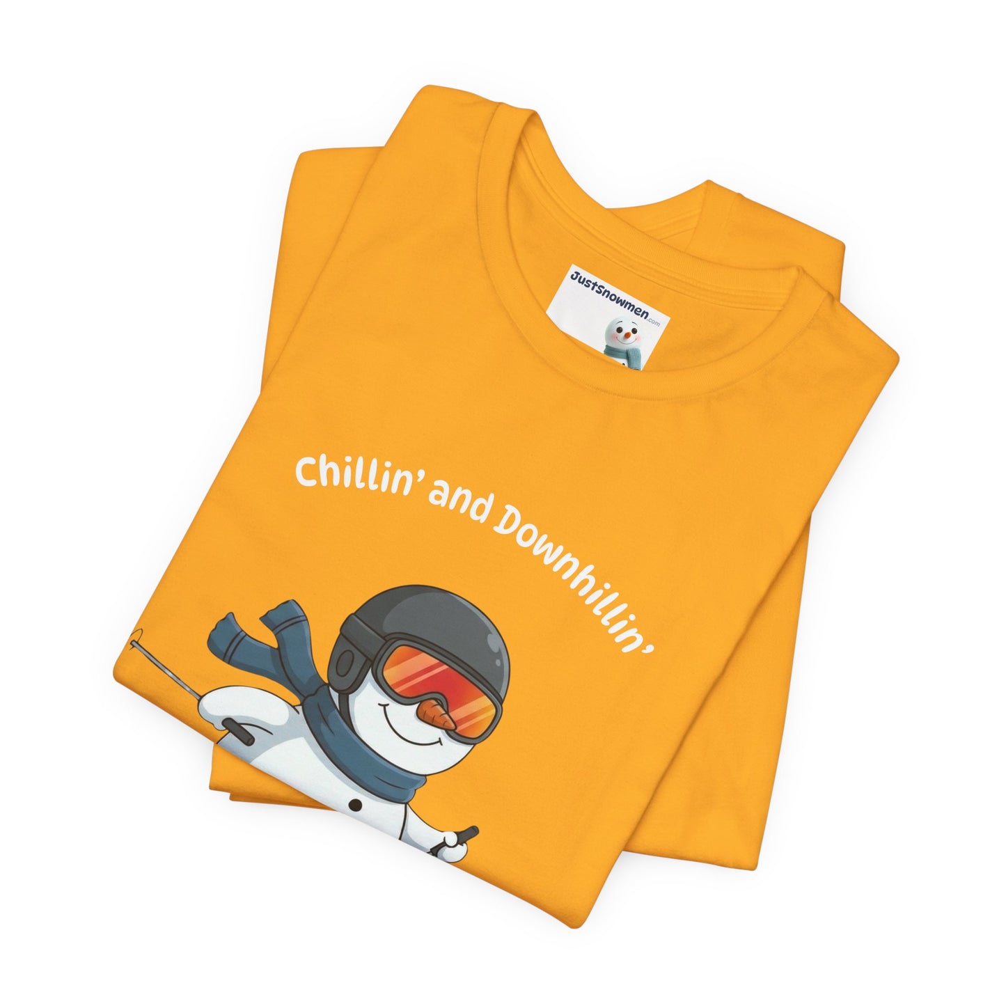 "Chillin' and Downhillin'" Snowman Skiing Graphic Tee | Soft Cotton T-Shirt