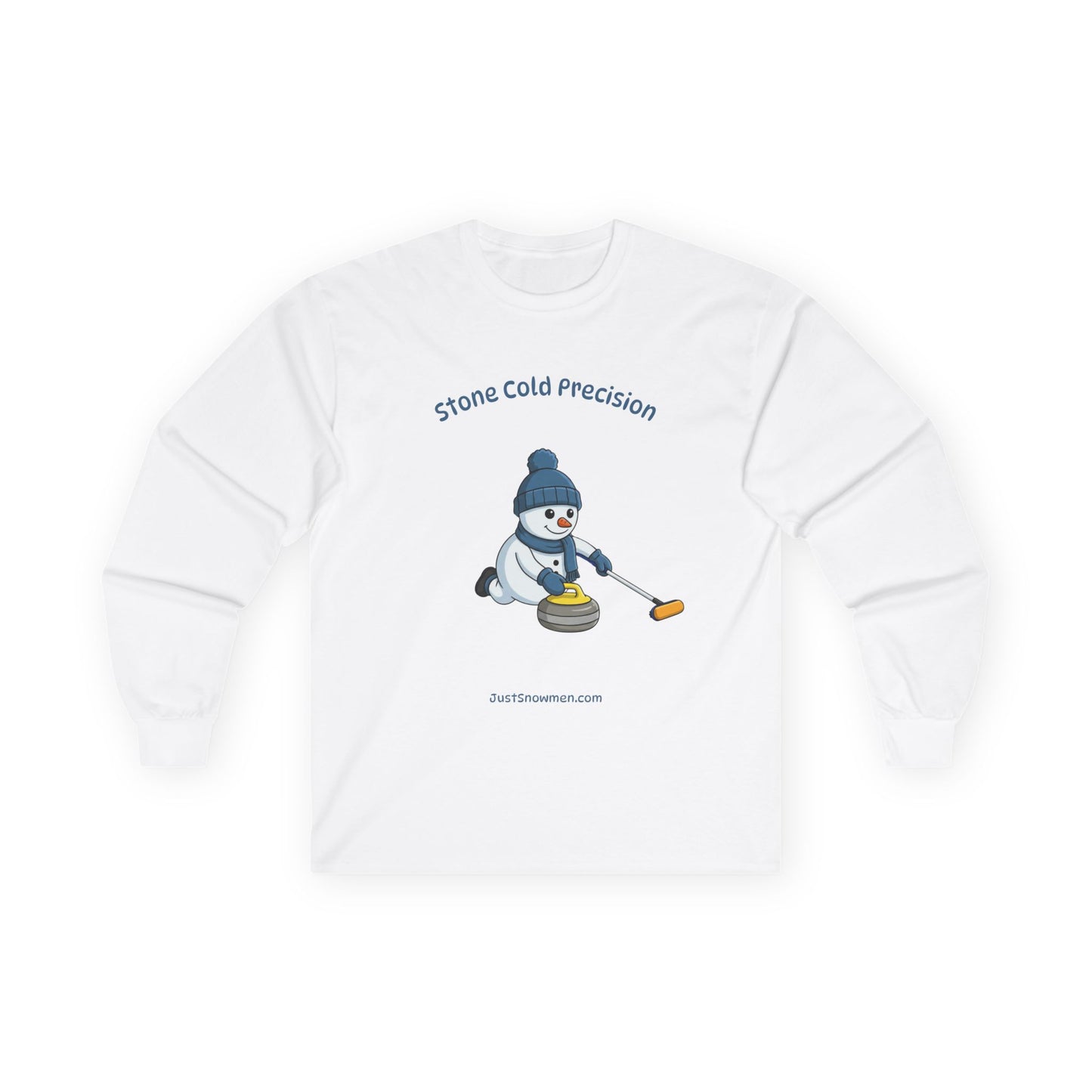 "Stone Cold Precision" Snowman Curling Long Sleeve | 100% Cotton Sports Shirt
