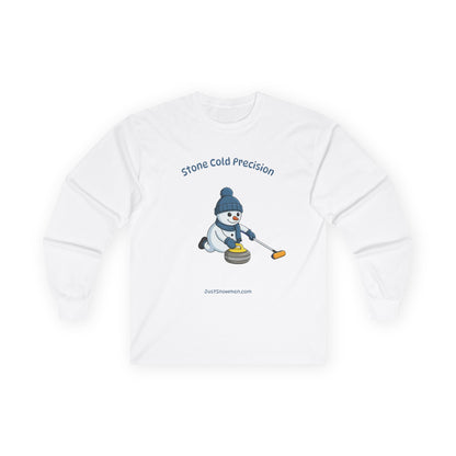 "Stone Cold Precision" Snowman Curling Long Sleeve | 100% Cotton Sports Shirt