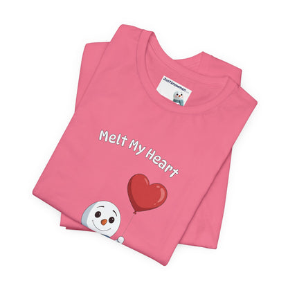 "Melt My Heart" Valentine's Snowman Graphic Tee | Soft Cotton T-Shirt