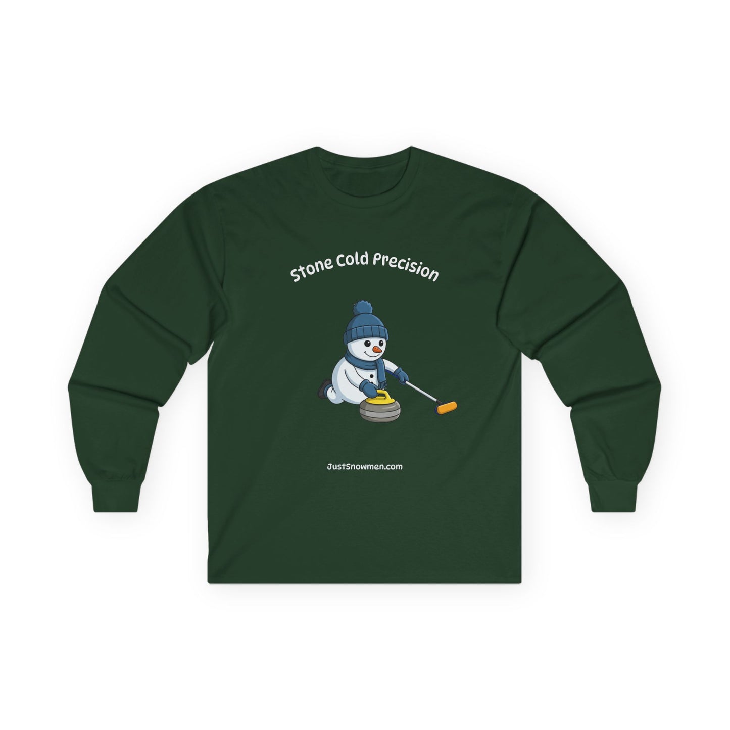 "Stone Cold Precision" Snowman Curling Long Sleeve | 100% Cotton Sports Shirt