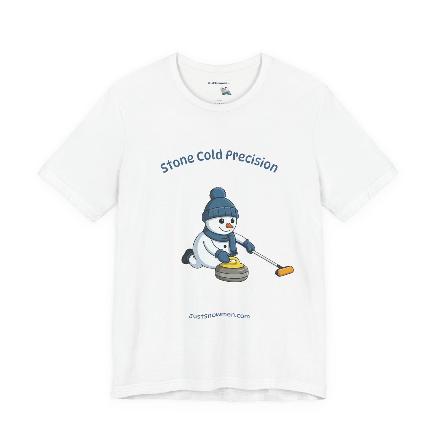"Stone Cold Precision" Snowman Curling Graphic Tee | Soft Cotton T-Shirt