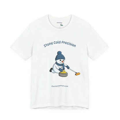 "Stone Cold Precision" Snowman Curling Graphic Tee | Soft Cotton T-Shirt