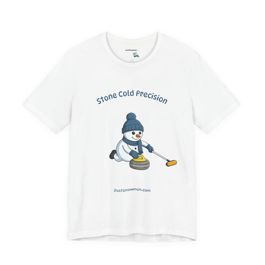 "Stone Cold Precision" Snowman Curling Graphic Tee | Soft Cotton T-Shirt