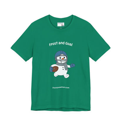 "Frost and Goal" Football Snowman Graphic Tee | Soft Cotton Sports T-Shirt