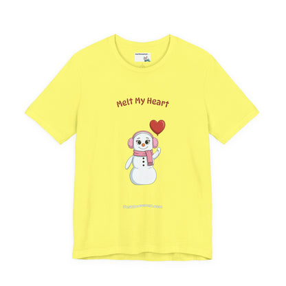"Melt My Heart" Snowman Girl Graphic Tee | Soft Cotton T-Shirt
