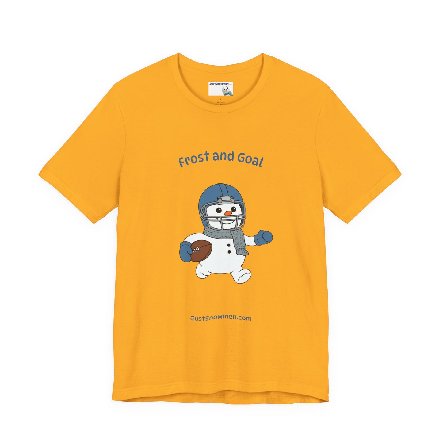 "Frost and Goal" Football Snowman Graphic Tee | Soft Cotton Sports T-Shirt