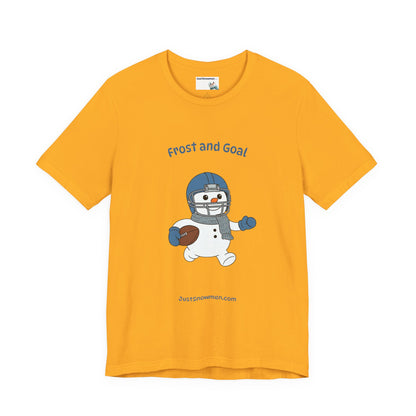 "Frost and Goal" Football Snowman Graphic Tee | Soft Cotton Sports T-Shirt