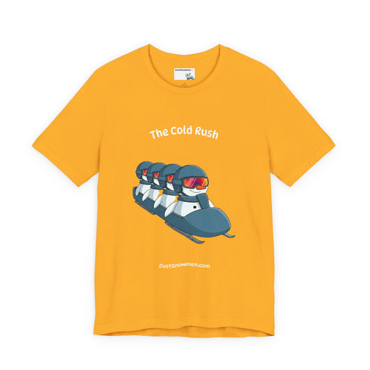 "The Cold Rush" Snowman Bobsled Graphic Tee | Soft Cotton T-Shirt