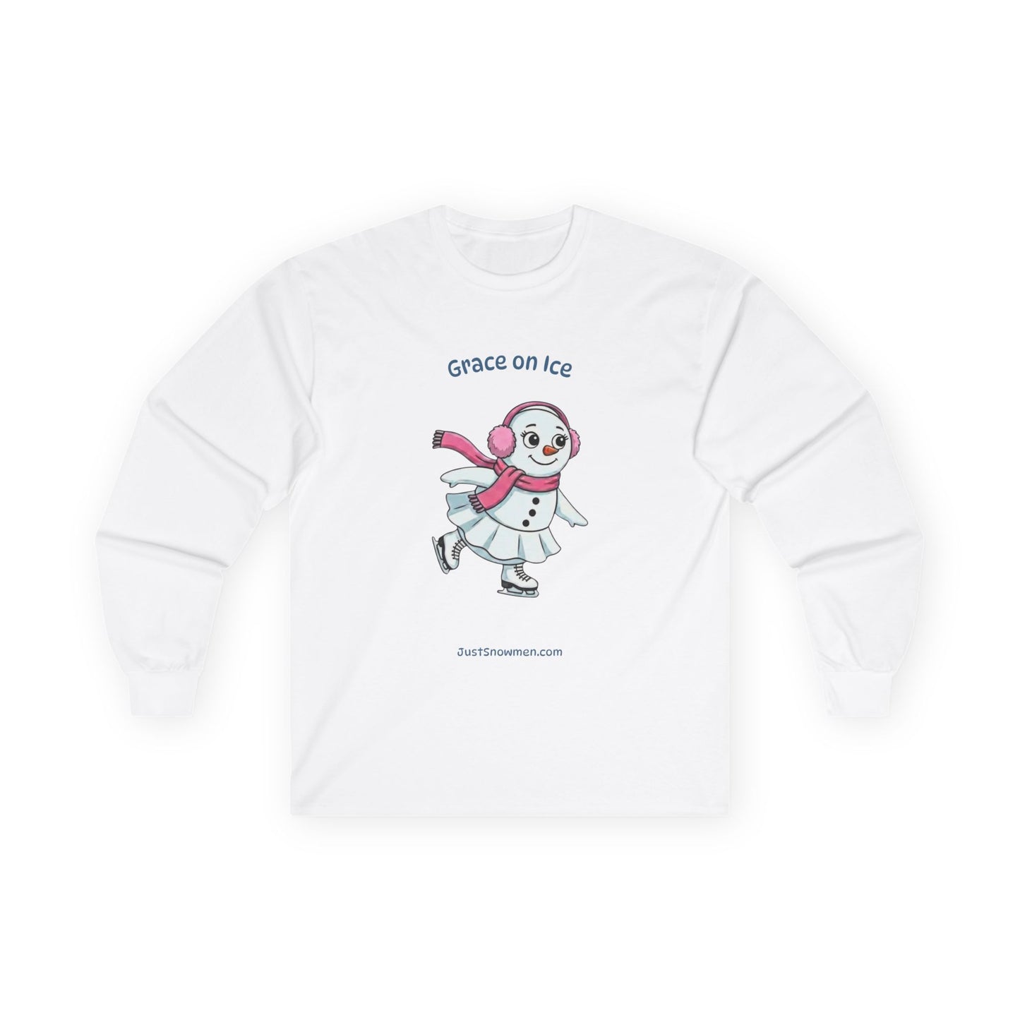 "Grace on Ice" Snowman Girl Figure Skating Long Sleeve | Cotton Sports Shirt