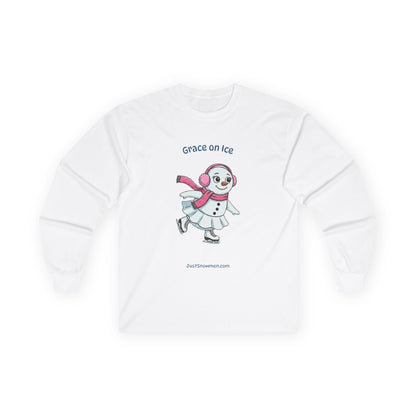"Grace on Ice" Snowman Girl Figure Skating Long Sleeve | Cotton Sports Shirt