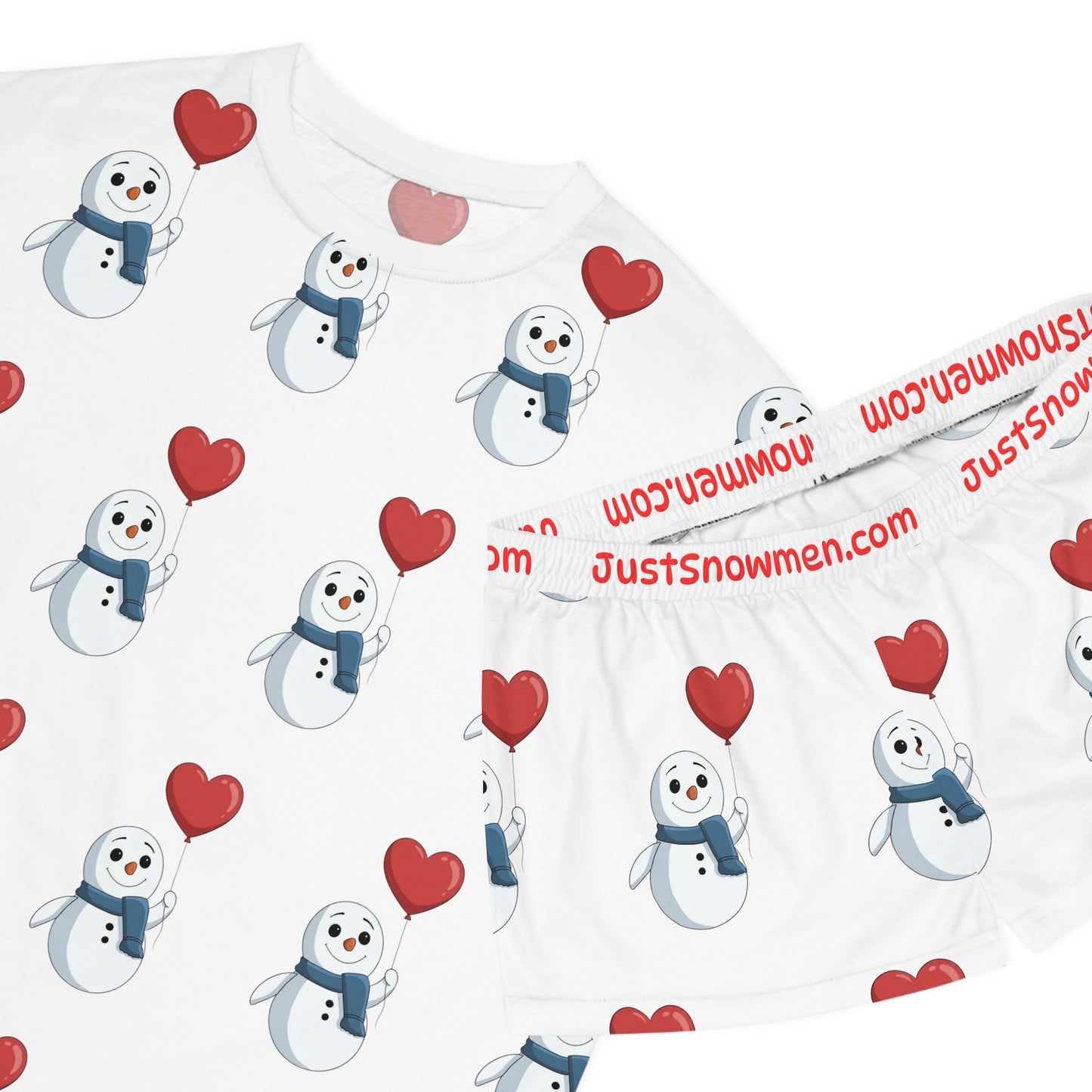 "Heart Balloon" Snowman Pattern Pajama Set | Soft Polyester Loungewear