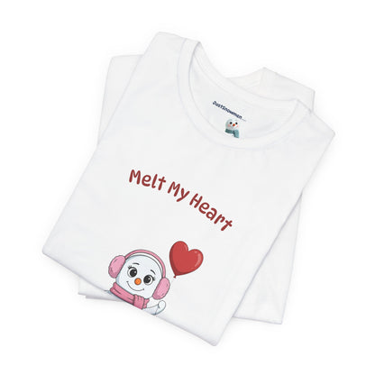 "Melt My Heart" Snowman Girl Graphic Tee | Soft Cotton T-Shirt