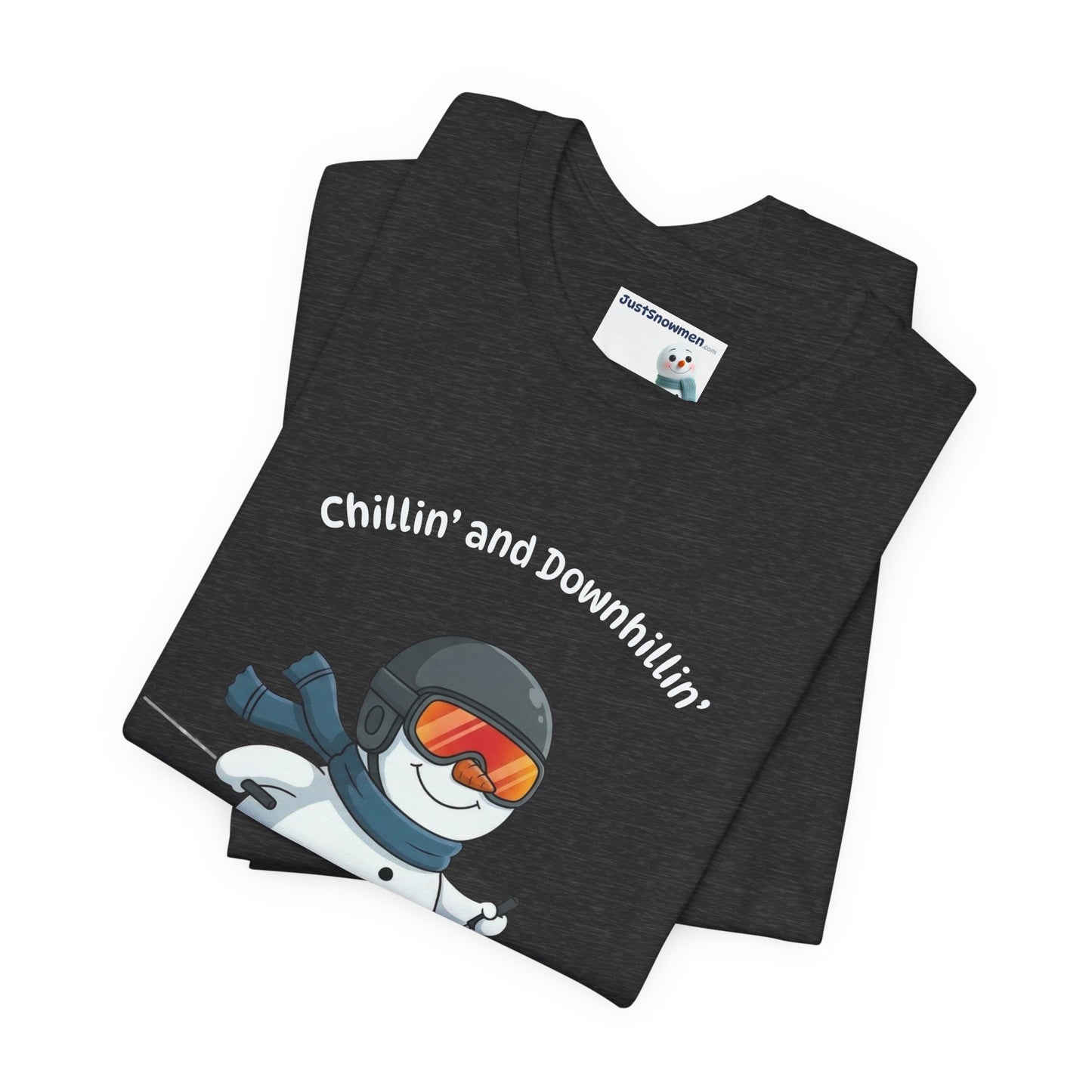 "Chillin' and Downhillin'" Snowman Skiing Graphic Tee | Soft Cotton T-Shirt