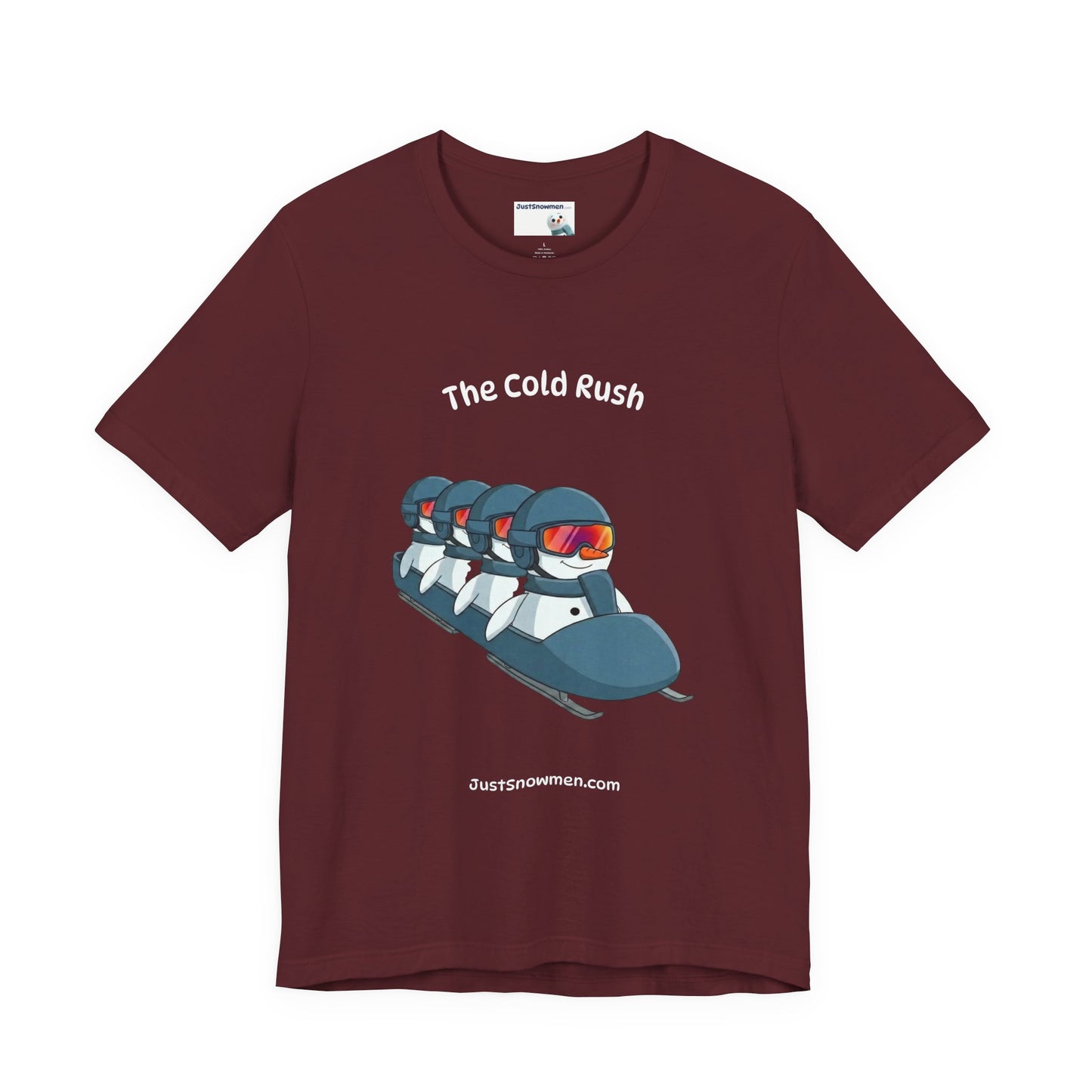 "The Cold Rush" Snowman Bobsled Graphic Tee | Soft Cotton T-Shirt