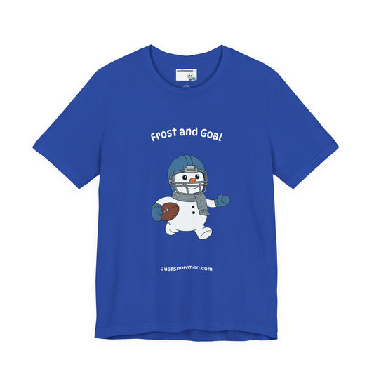 "Frost and Goal" Football Snowman Graphic Tee | Soft Cotton Sports T-Shirt