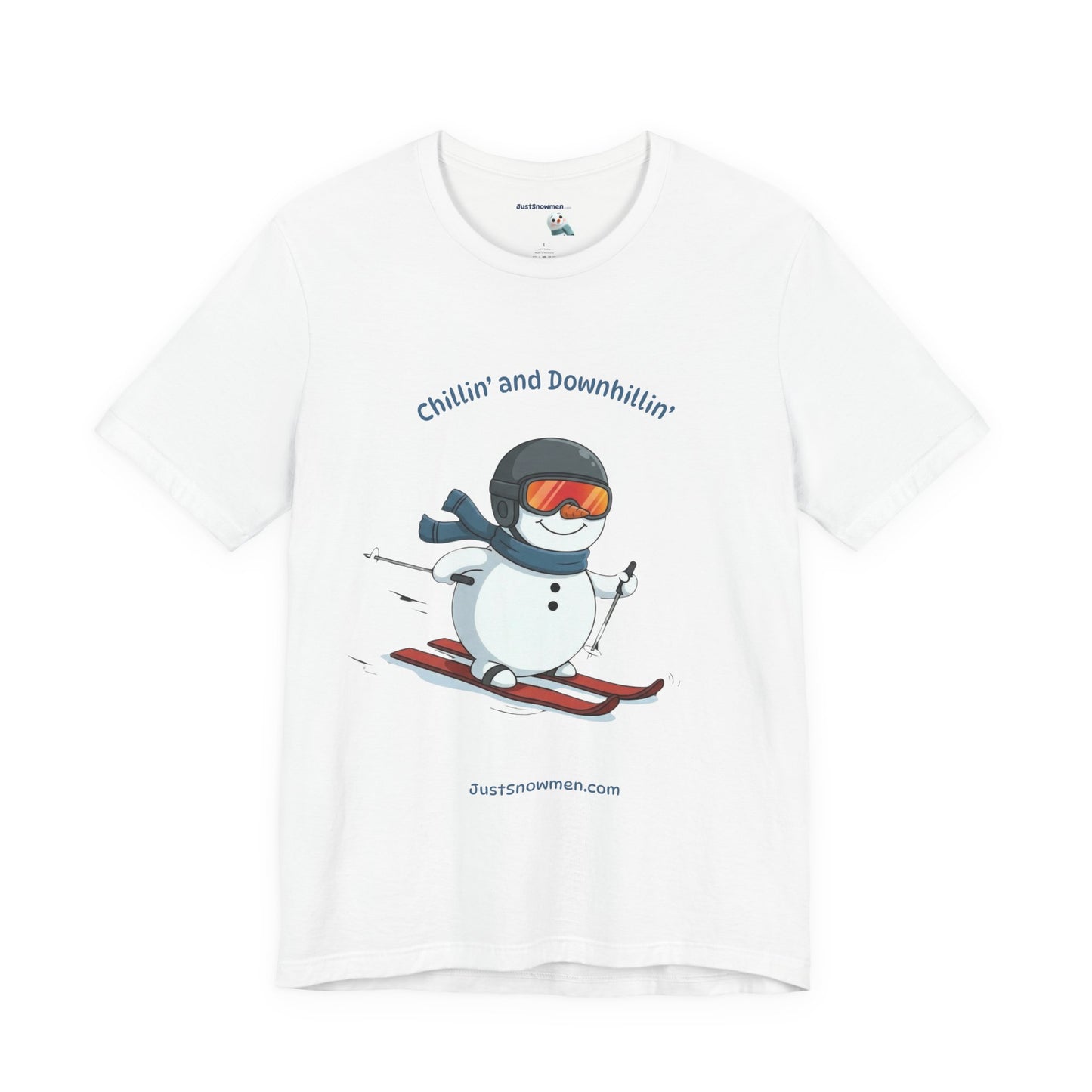 "Chillin' and Downhillin'" Snowman Skiing Graphic Tee | Soft Cotton T-Shirt