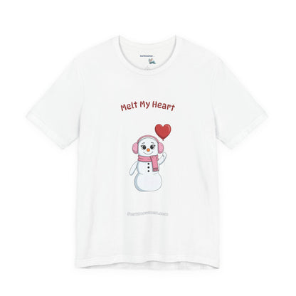 "Melt My Heart" Snowman Girl Graphic Tee | Soft Cotton T-Shirt