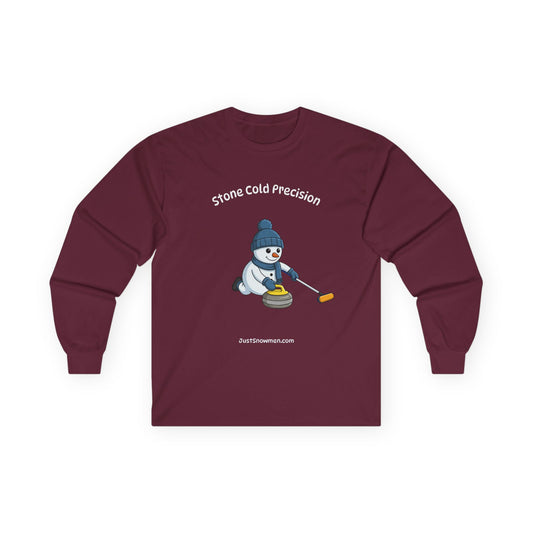 "Stone Cold Precision" Snowman Curling Long Sleeve | 100% Cotton Sports Shirt