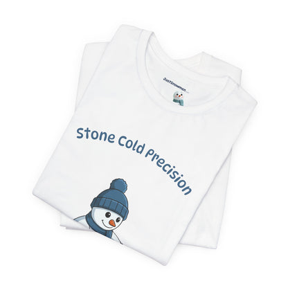 "Stone Cold Precision" Snowman Curling Graphic Tee | Soft Cotton T-Shirt