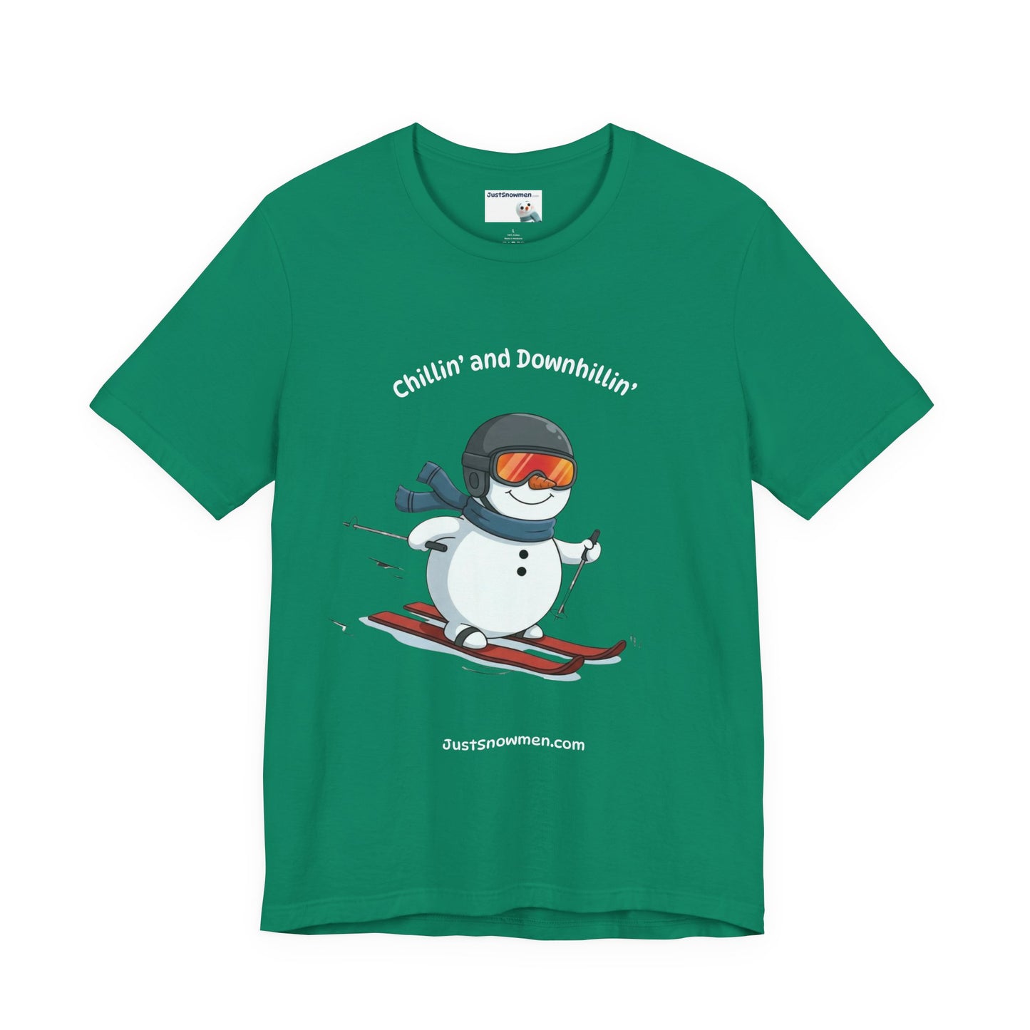 "Chillin' and Downhillin'" Snowman Skiing Graphic Tee | Soft Cotton T-Shirt