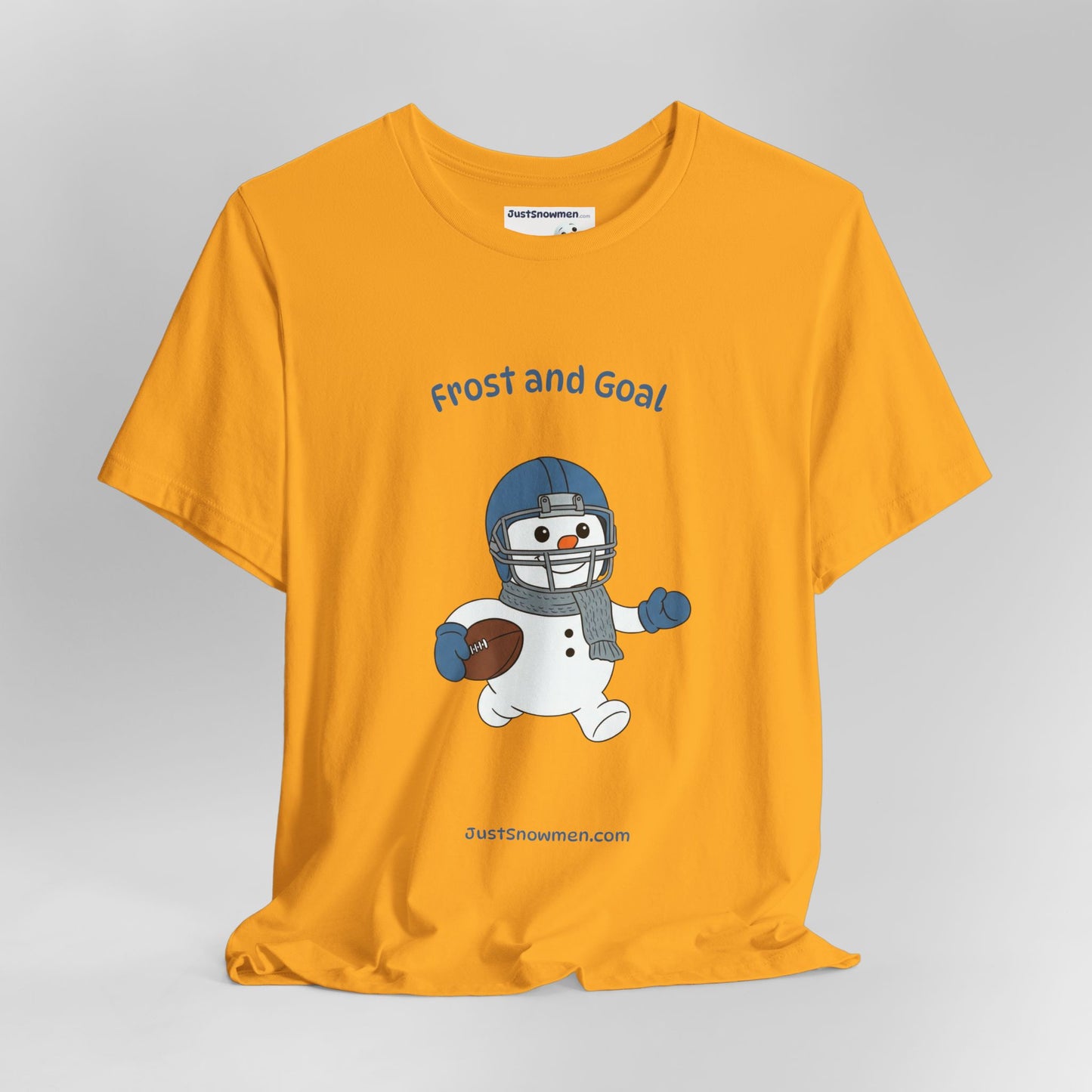 "Frost and Goal" Football Snowman Graphic Tee | Soft Cotton Sports T-Shirt