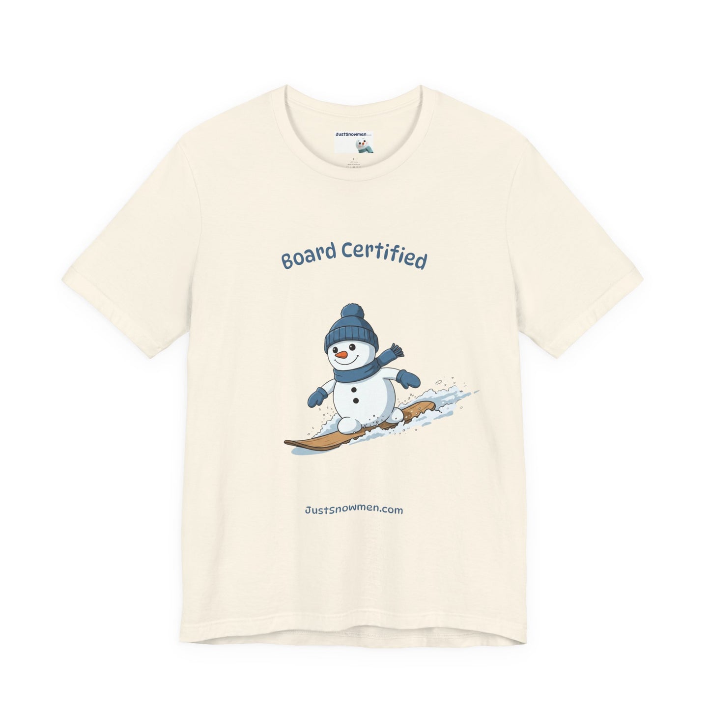 "Board Certified" Snowman Snowboarding Graphic Tee | Soft Cotton T-Shirt