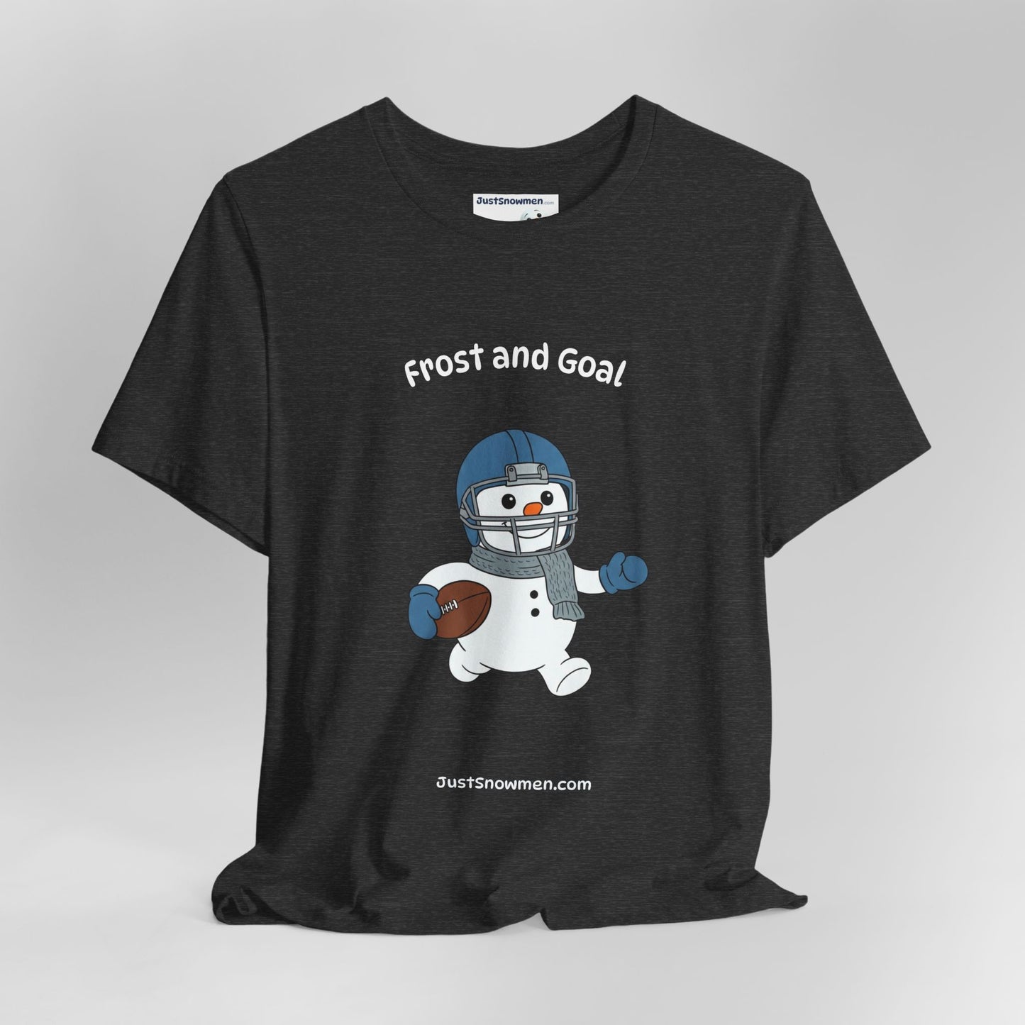 "Frost and Goal" Football Snowman Graphic Tee | Soft Cotton Sports T-Shirt