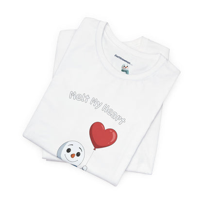 "Melt My Heart" Valentine's Snowman Graphic Tee | Soft Cotton T-Shirt