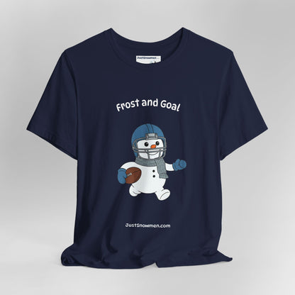 "Frost and Goal" Football Snowman Graphic Tee | Soft Cotton Sports T-Shirt