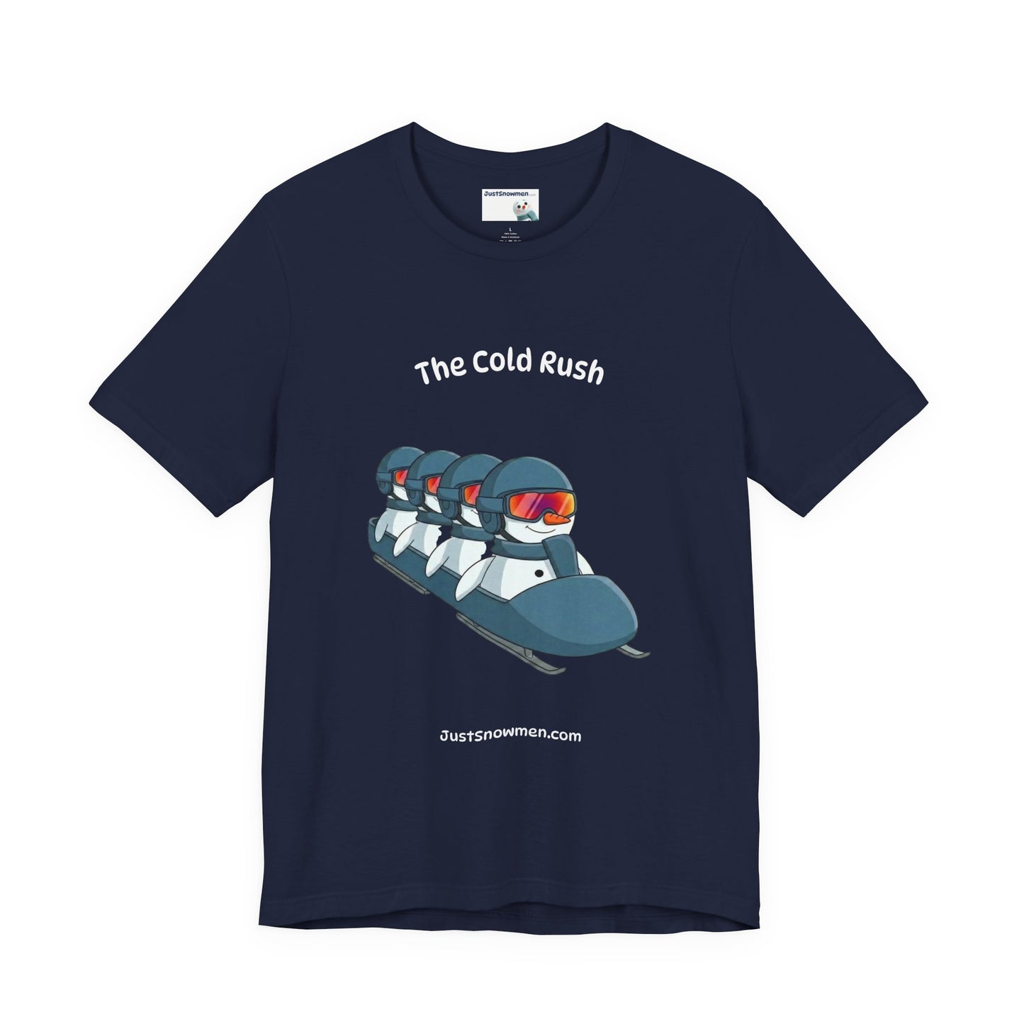 "The Cold Rush" Snowman Bobsled Graphic Tee | Soft Cotton T-Shirt