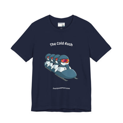 "The Cold Rush" Snowman Bobsled Graphic Tee | Soft Cotton T-Shirt