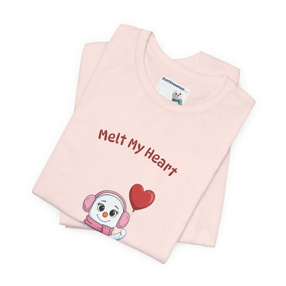 "Melt My Heart" Snowman Girl Graphic Tee | Soft Cotton T-Shirt