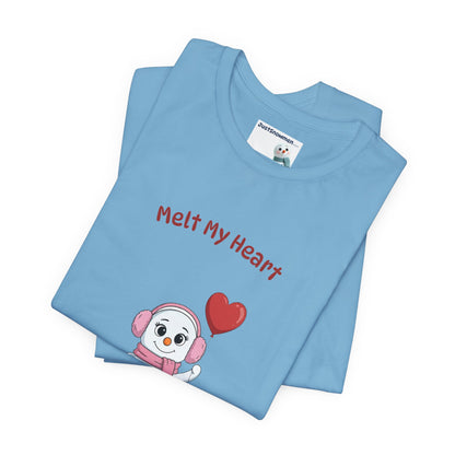 "Melt My Heart" Snowman Girl Graphic Tee | Soft Cotton T-Shirt
