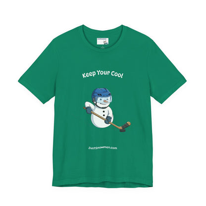 "Keep Your Cool" Snowman Hockey Graphic Tee | Soft Cotton T-Shirt