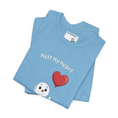 "Melt My Heart" Valentine's Snowman Graphic Tee | Soft Cotton T-Shirt